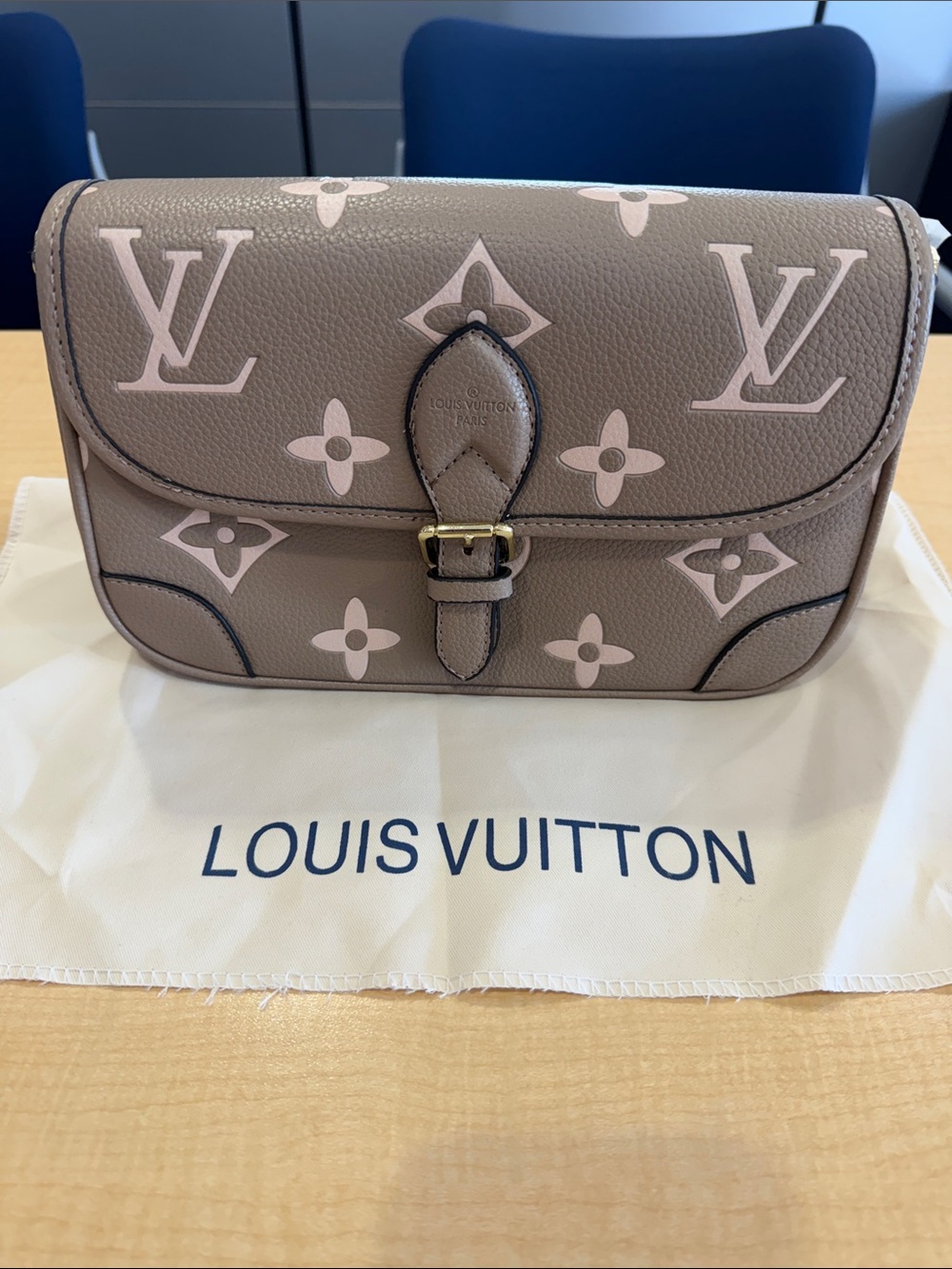 Louis Vuitton Taupe Crossbody with Pale Pink Monogram Accents